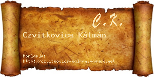 Czvitkovics Kálmán névjegykártya